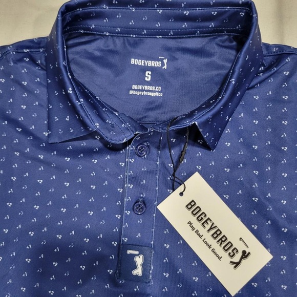 Men's Play Bad Look Good Par Golf Polo Shirt BogeyBros Blue Size S - Picture 5 of 11